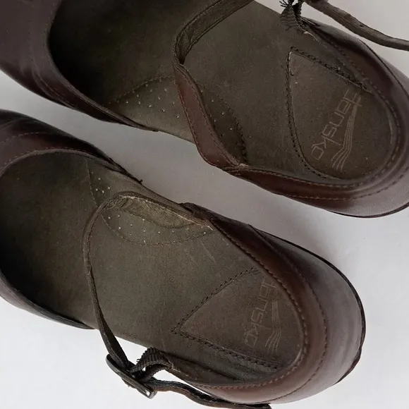 Dansko Sally Clog Brown Leather Mary Jane Sz41 10.5-11