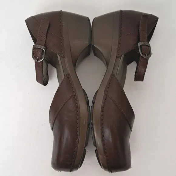 Dansko Sally Clog Brown Leather Mary Jane Sz41 10.5-11