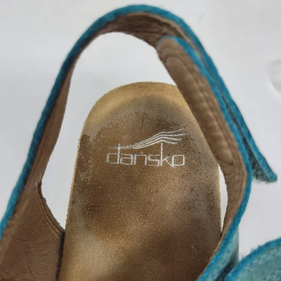 Dansko Sandals EU37 US7 Tricia Lagoon Milled Burnished Green Comfort Cushioned