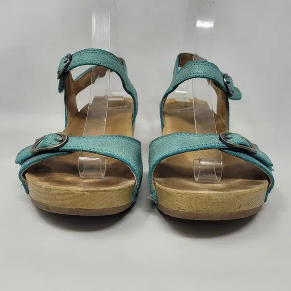Dansko Sandals EU37 US7 Tricia Lagoon Milled Burnished Green Comfort Cushioned