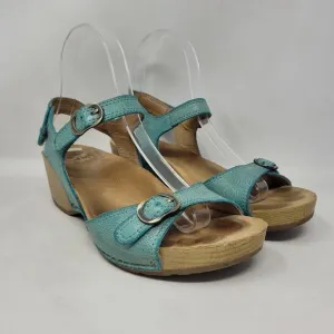 Dansko Sandals EU37 US7 Tricia Lagoon Milled Burnished Green Comfort Cushioned