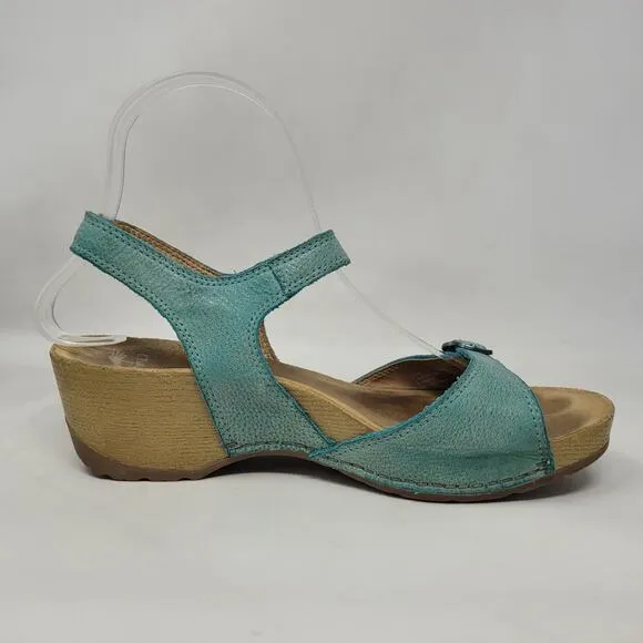 Dansko Sandals EU37 US7 Tricia Lagoon Milled Burnished Green Comfort Cushioned