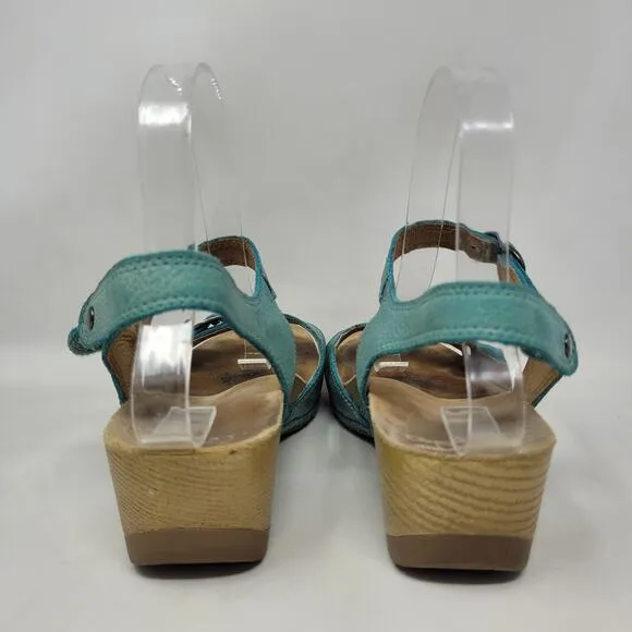 Dansko Sandals EU37 US7 Tricia Lagoon Milled Burnished Green Comfort Cushioned