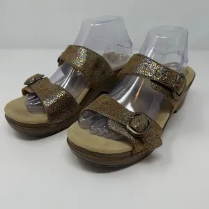 Dansko Slide Sandal Women's 41 (9.5) Brown Leather Sophie Iridescent Summer