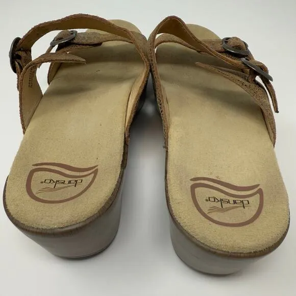 Dansko Slide Sandal Women's 41 (9.5) Brown Leather Sophie Iridescent Summer