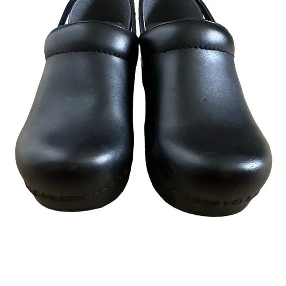 Dansko Womens Professional Comfort Leather Mule Clogs Shoes Black Sz 37
