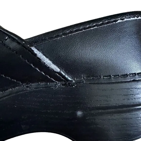 Dansko Womens Professional Comfort Leather Mule Clogs Shoes Black Sz 37