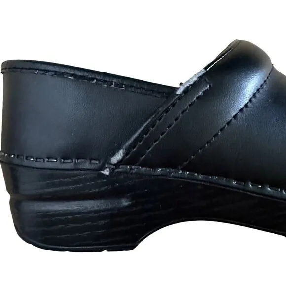 Dansko Womens Professional Comfort Leather Mule Clogs Shoes Black Sz 37