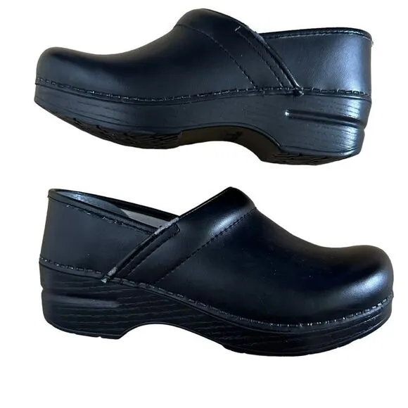 Dansko Womens Professional Comfort Leather Mule Clogs Shoes Black Sz 37