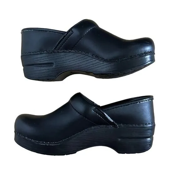 Dansko Womens Professional Comfort Leather Mule Clogs Shoes Black Sz 37