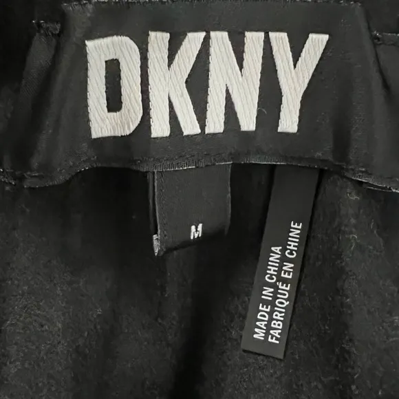 DKNY High-Waisted Pleated Faux Vegan Leather Logo Waistband Mini Caper Skirt