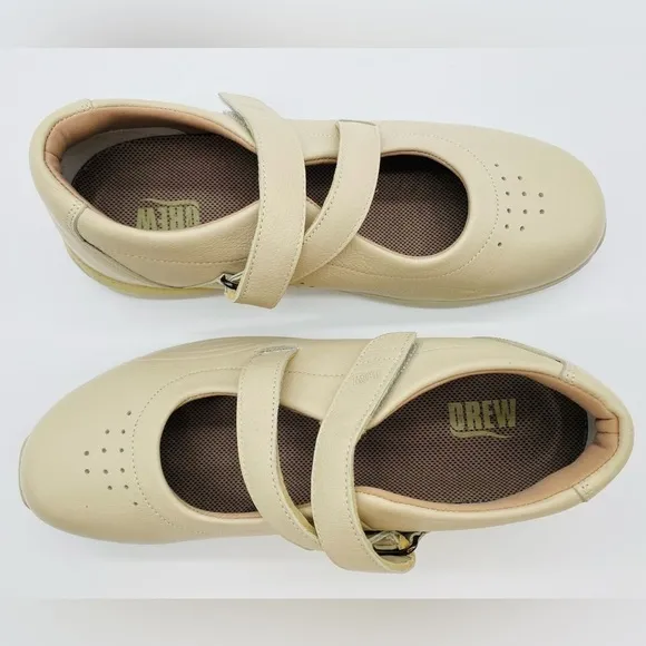 Drew Orchid - Women's Z-Strap Comfort Mary Janes Comfort Shoes Size 9W Bone