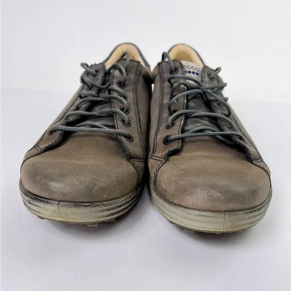 ECCO 4 Dot Brown Nubuck Leather Lace Up Spikeless Mens Comfort Golf Shoes 44