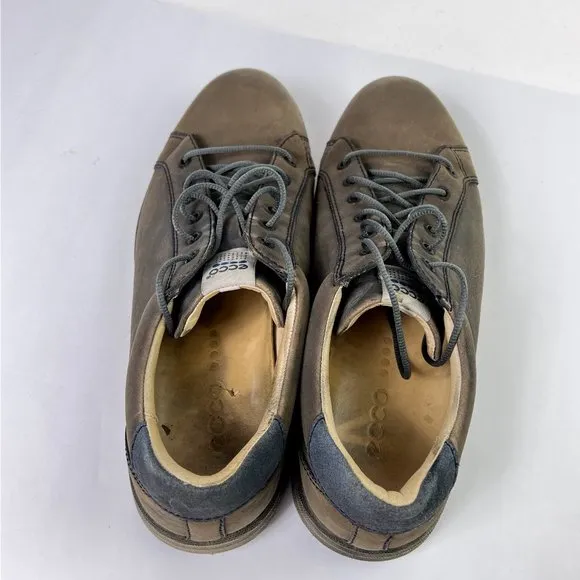 ECCO 4 Dot Brown Nubuck Leather Lace Up Spikeless Mens Comfort Golf Shoes 44