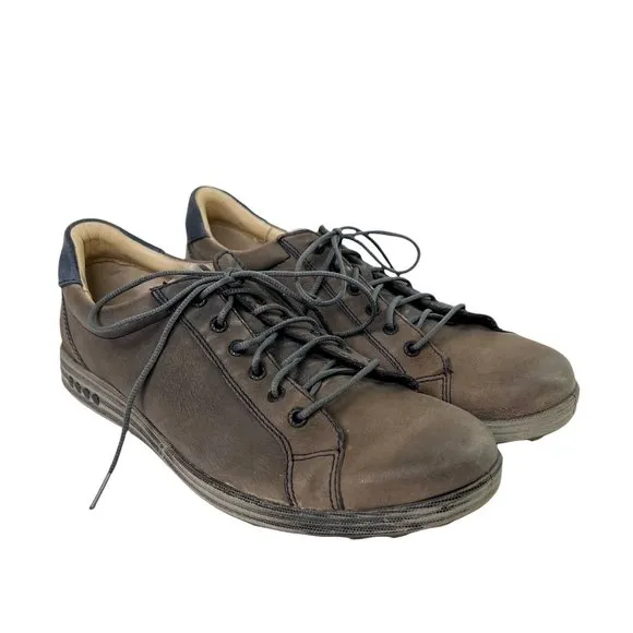 ECCO 4 Dot Brown Nubuck Leather Lace Up Spikeless Mens Comfort Golf Shoes 44