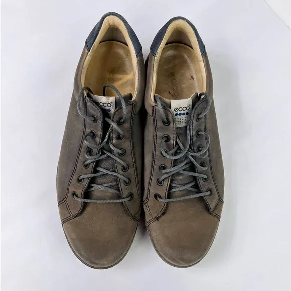 ECCO 4 Dot Brown Nubuck Leather Lace Up Spikeless Mens Comfort Golf Shoes 44