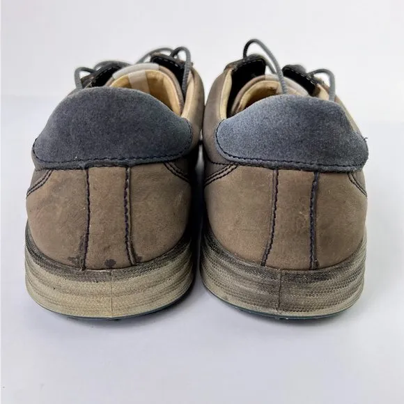 ECCO 4 Dot Brown Nubuck Leather Lace Up Spikeless Mens Comfort Golf Shoes 44