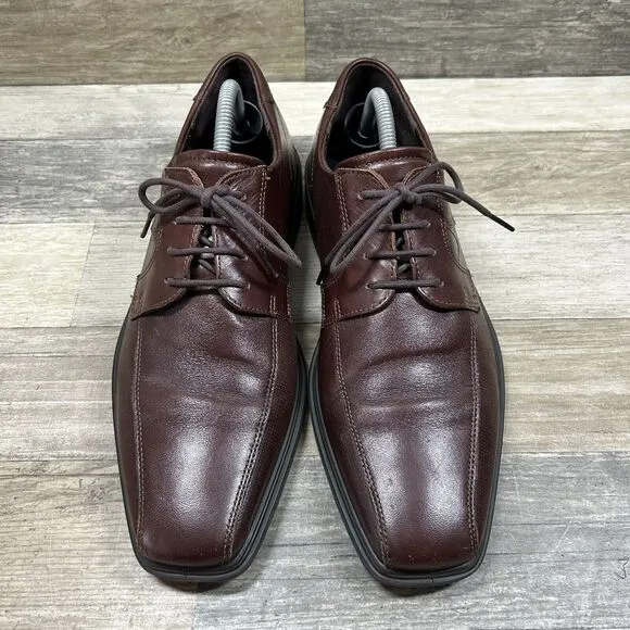 Ecco Helsinki 2 Derby Oxford Shoes Men’s 8 Brown Casual Lace Up Comfort