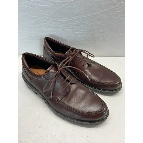 Ecco mens brown leather lace up Comfort Dress shoes size 45 (11-11.5)
