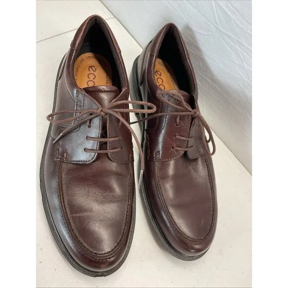 Ecco mens brown leather lace up Comfort Dress shoes size 45 (11-11.5)
