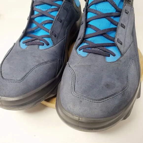 ECCO MX Shoes Mens 46 Blue Leather Comfort Lace Up Hiking Sneaker Night Sky