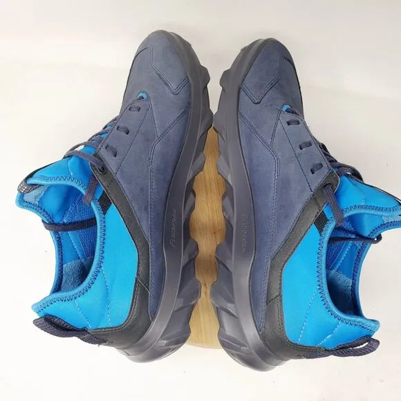 ECCO MX Shoes Mens 46 Blue Leather Comfort Lace Up Hiking Sneaker Night Sky