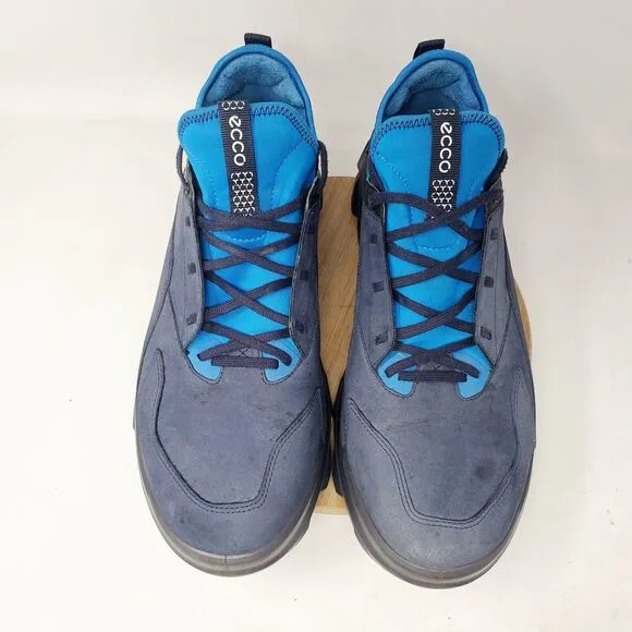 ECCO MX Shoes Mens 46 Blue Leather Comfort Lace Up Hiking Sneaker Night Sky