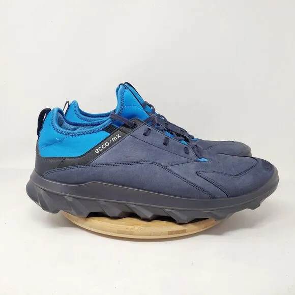 ECCO MX Shoes Mens 46 Blue Leather Comfort Lace Up Hiking Sneaker Night Sky