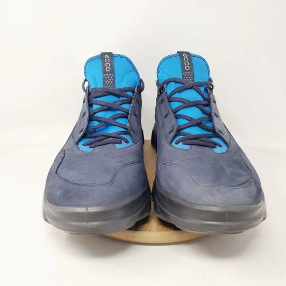 ECCO MX Shoes Mens 46 Blue Leather Comfort Lace Up Hiking Sneaker Night Sky