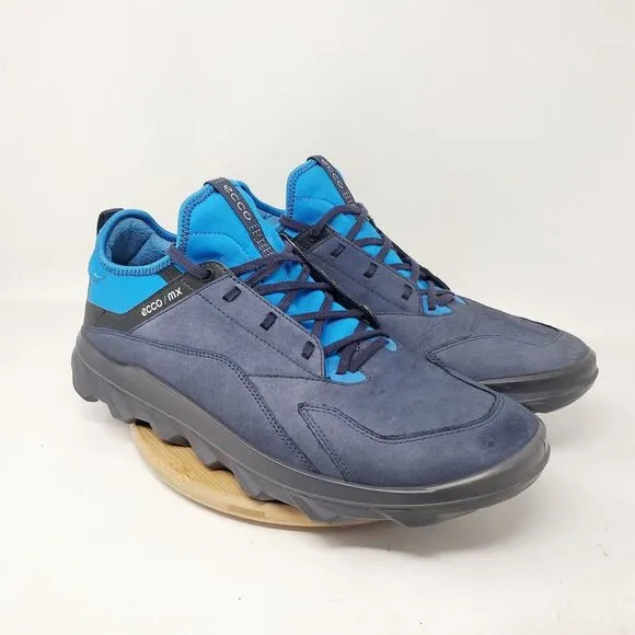 ECCO MX Shoes Mens 46 Blue Leather Comfort Lace Up Hiking Sneaker Night Sky