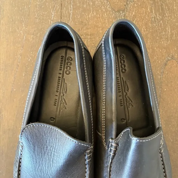 Ecco S Lite Moc Black Leather Moccasin Driving Shoes‎ Men’s Size 9.5 Comfort