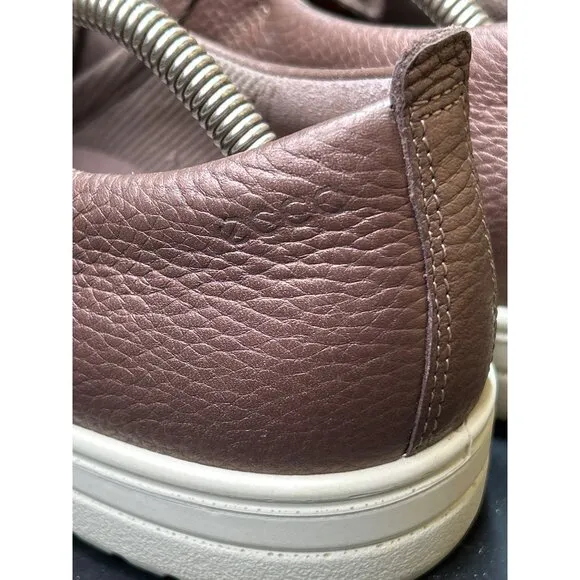 Ecco Womens Slip-On Sneakers Pearlised Bronze Leather Comfort Shoes Size 10-10.5
