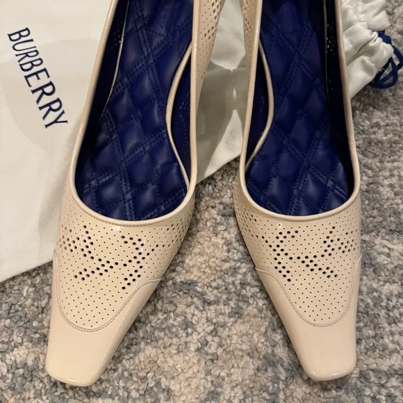 Elegant Cream Women's Heels Perforated 100% Leather