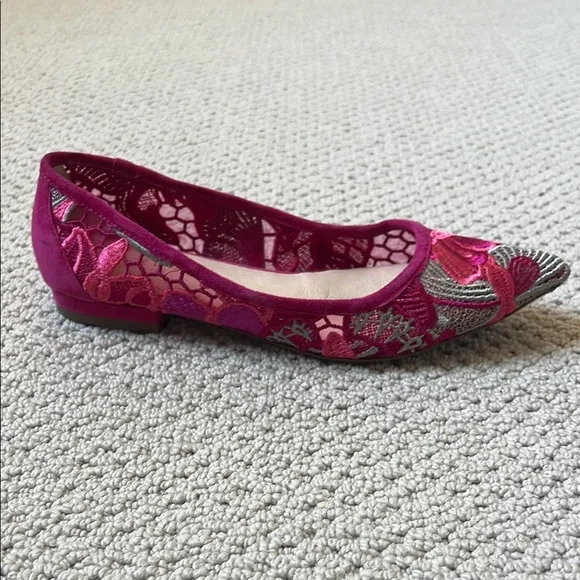 Elegant Pink Embroidered Flats by Cecelia New York