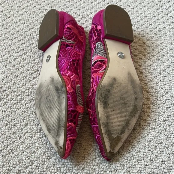 Elegant Pink Embroidered Flats by Cecelia New York