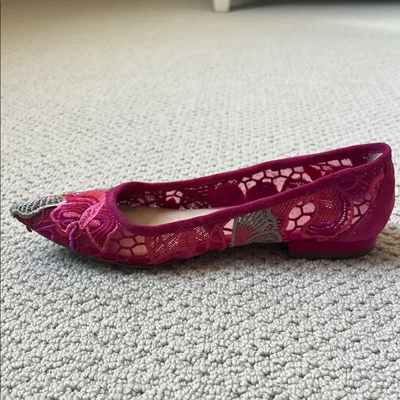 Elegant Pink Embroidered Flats by Cecelia New York