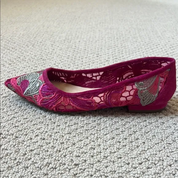 Elegant Pink Embroidered Flats by Cecelia New York