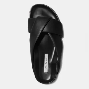 Emme Parsons Folded Black Napa Slides
