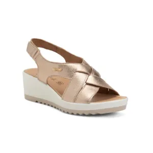 ENVAL SOFT Silver Made In Italy Leather Comfort Multi Band Wedge Sandals