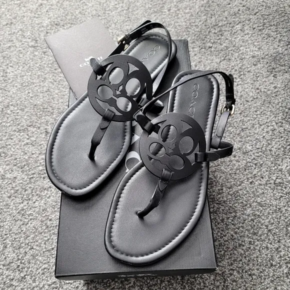 EUC! Coach Black Leather Sandals