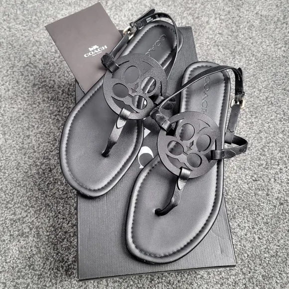 EUC! Coach Black Leather Sandals
