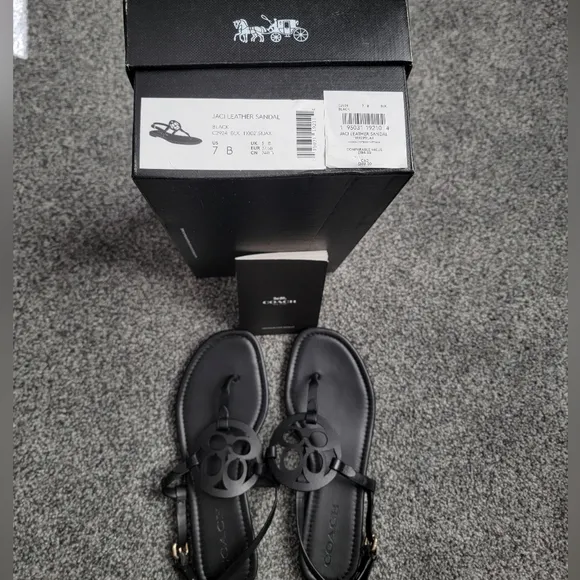 EUC! Coach Black Leather Sandals