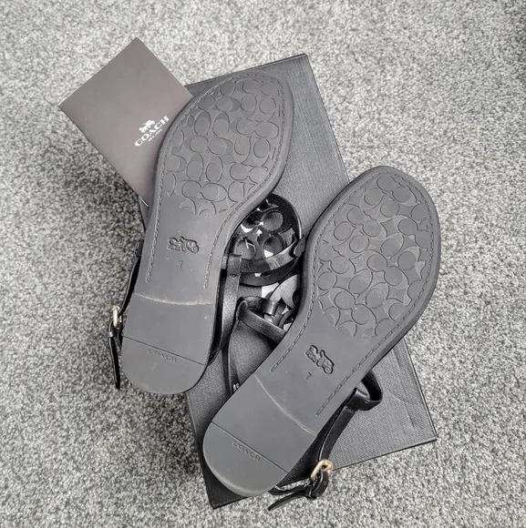 EUC! Coach Black Leather Sandals