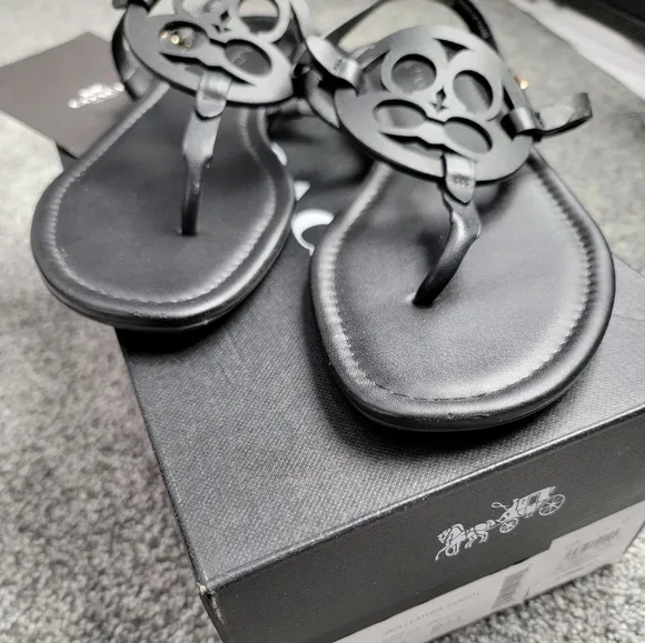 EUC! Coach Black Leather Sandals