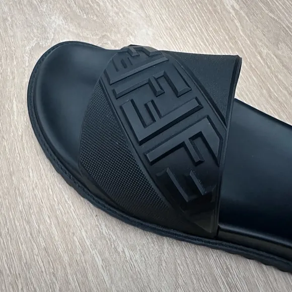 Fendi Men's Black Slide Sandals