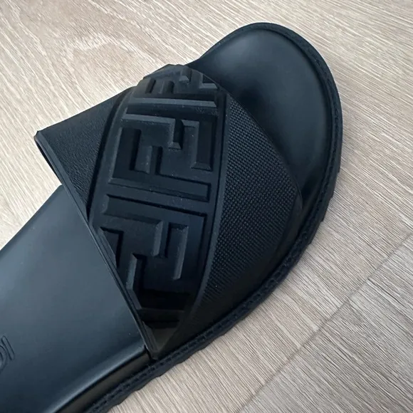 Fendi Men's Black Slide Sandals