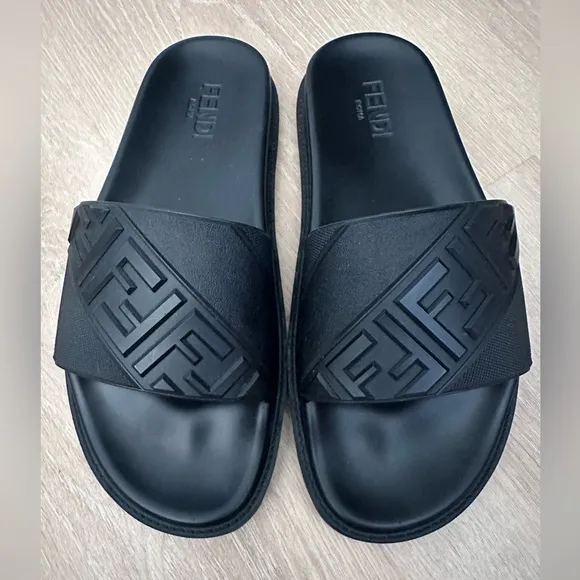 Fendi Men's Black Slide Sandals