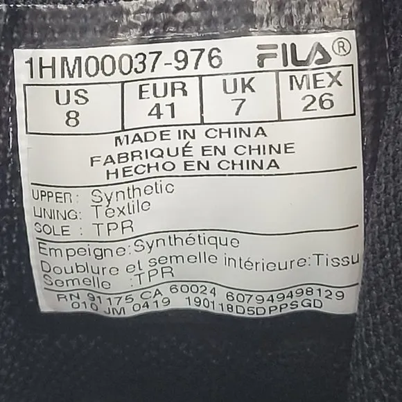 Fila Diviner FS Faux Suede Fitness Lug Sole Men's Boots 1HM00037-976 US Size 8