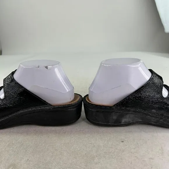 Finn Comfort Baltrum Black Leather Sandals Size 38 US 7.5 Women's FOOTBED Shoes