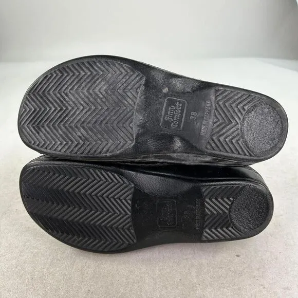 Finn Comfort Baltrum Black Leather Sandals Size 38 US 7.5 Women's FOOTBED Shoes